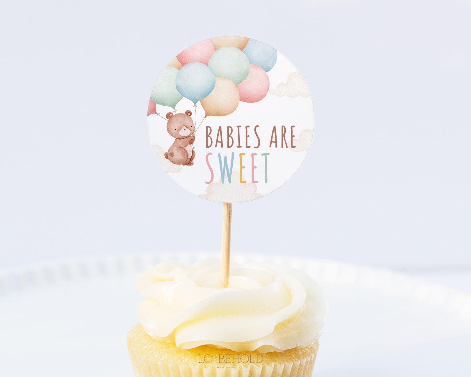 TEDDY | Bear Baby Shower Cupcake Toppers Template DIY Download Bear ...