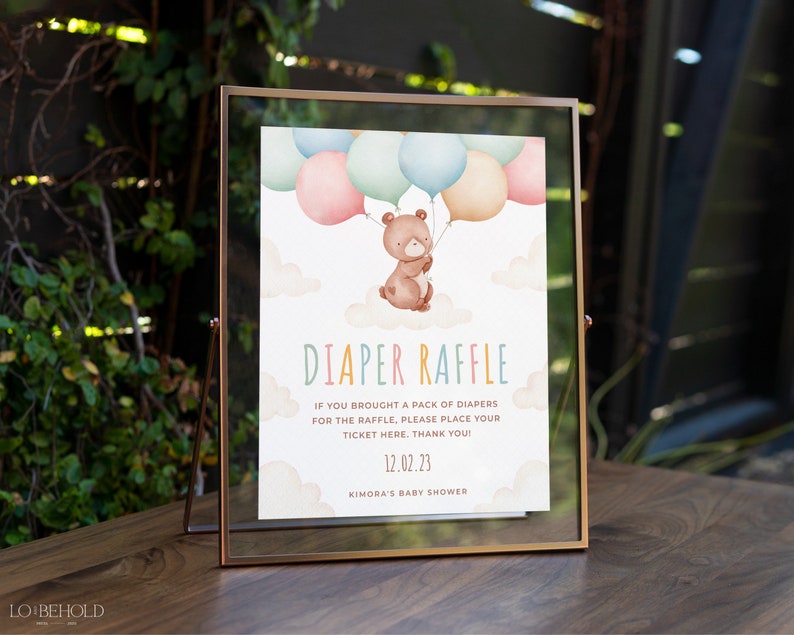 TEDDY Bear Diaper Raffle Template Baby Shower Game Download - Etsy