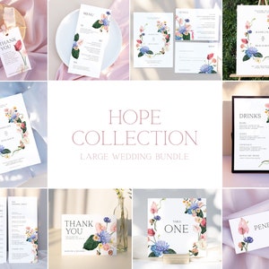 HOPE | Large Wedding Bundle Beautiful Floral Watercolor Editable Templates Instant Download Printable Wedding Set