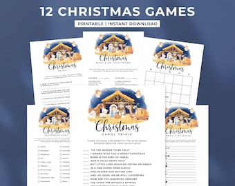 12 Kerstspelen Bundelsjabloon, Afdrukbare Kerststalspelen, Vakantiefeestspelen, Kerkkerstspelen, Kerststalspel | #8