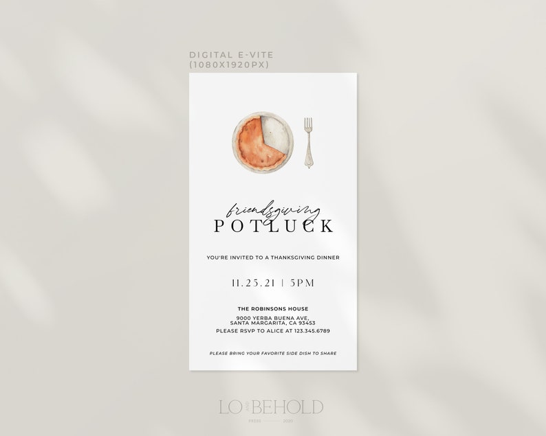Friendsgiving Invitation Evite Template Modern Thanksgiving Etsy