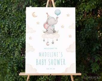 DREAM | Elephant Baby Shower Welcome Sign Template Baby Elephant Baby Shower Welcome Poster Editable Printable Template Sign