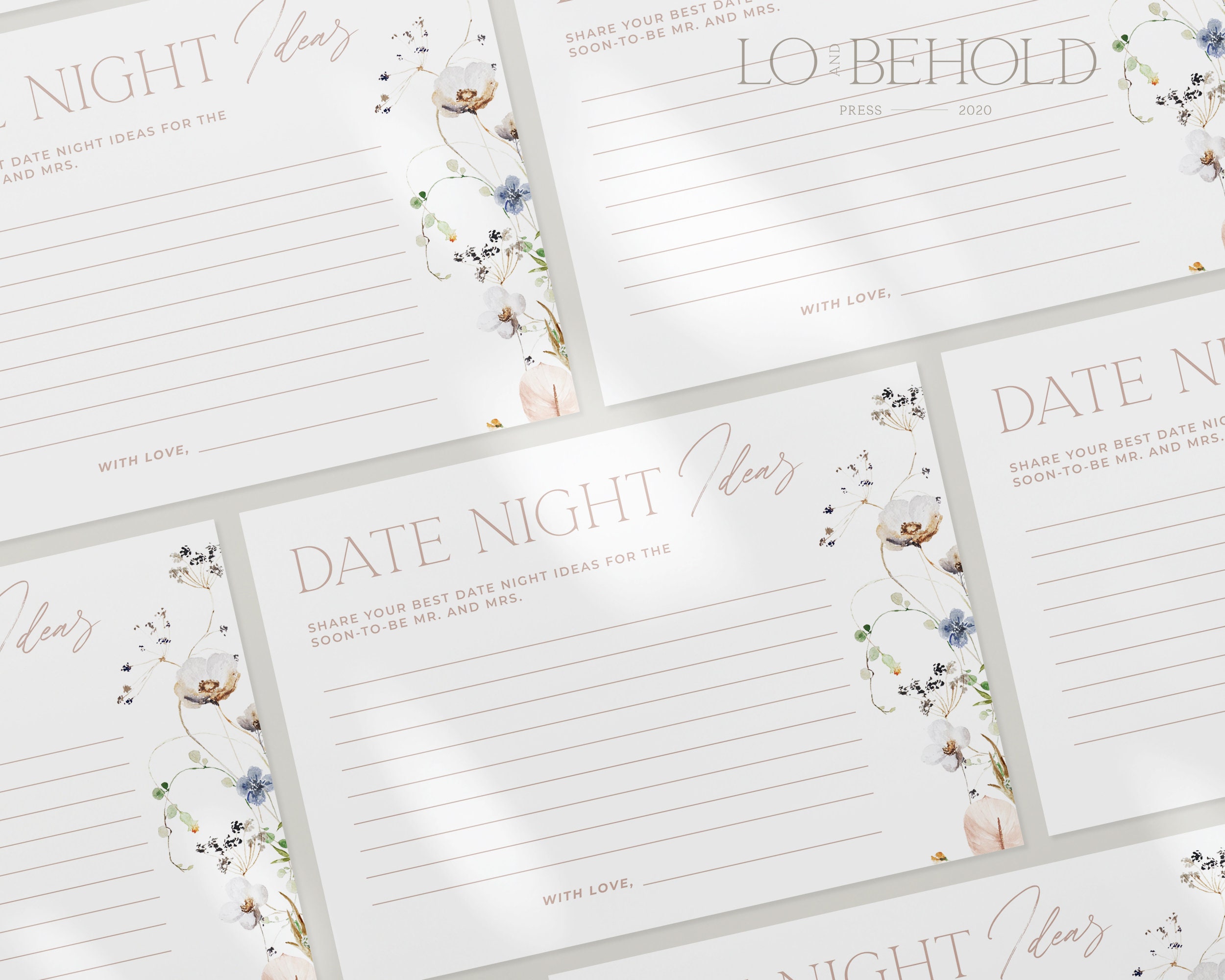 ENCHANTED Date Night Ideas Bridal Shower Cards Editable Etsy