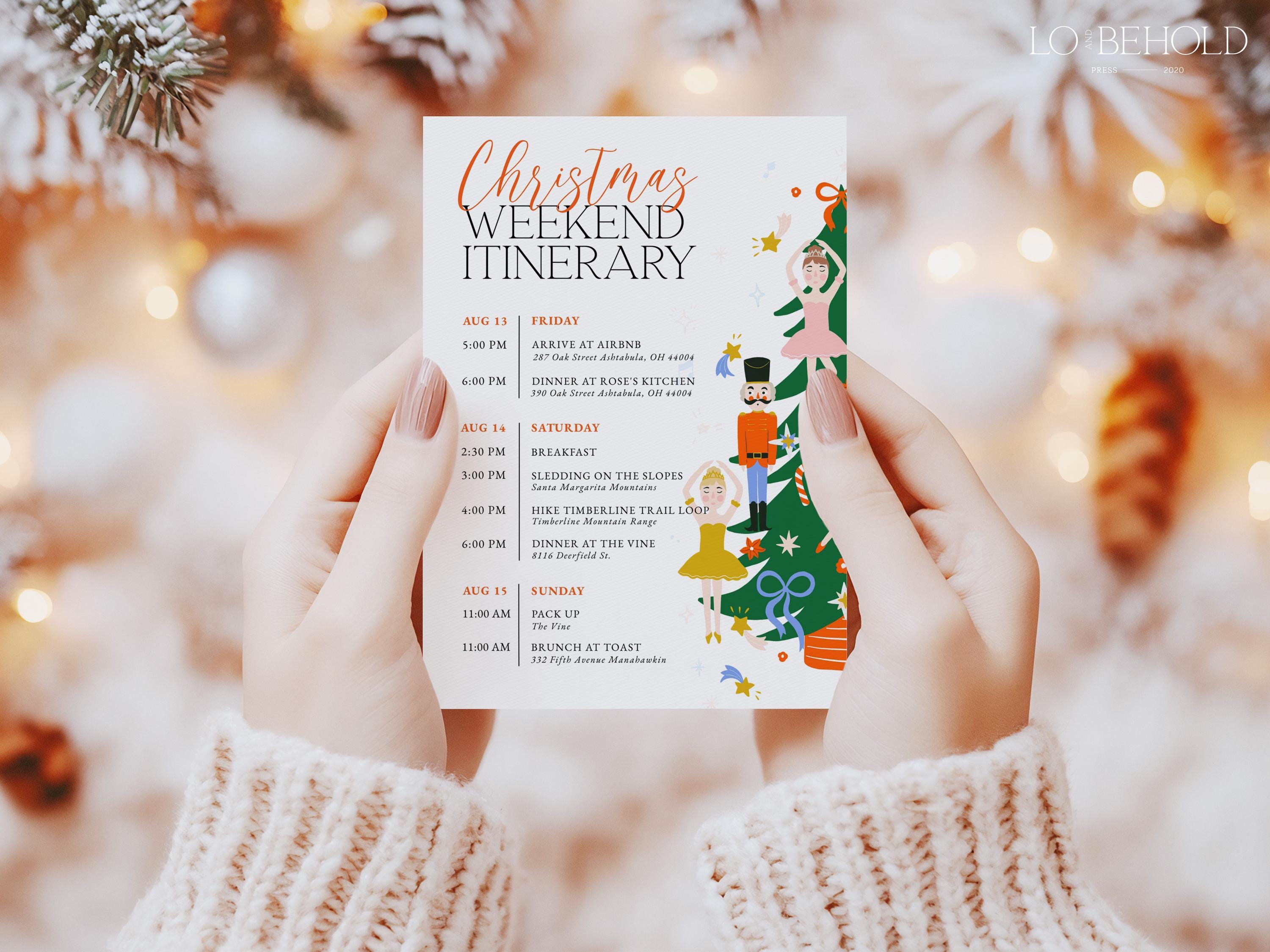 Editable Christmas Weekend Itinerary Template, Holiday Travel Planner ...