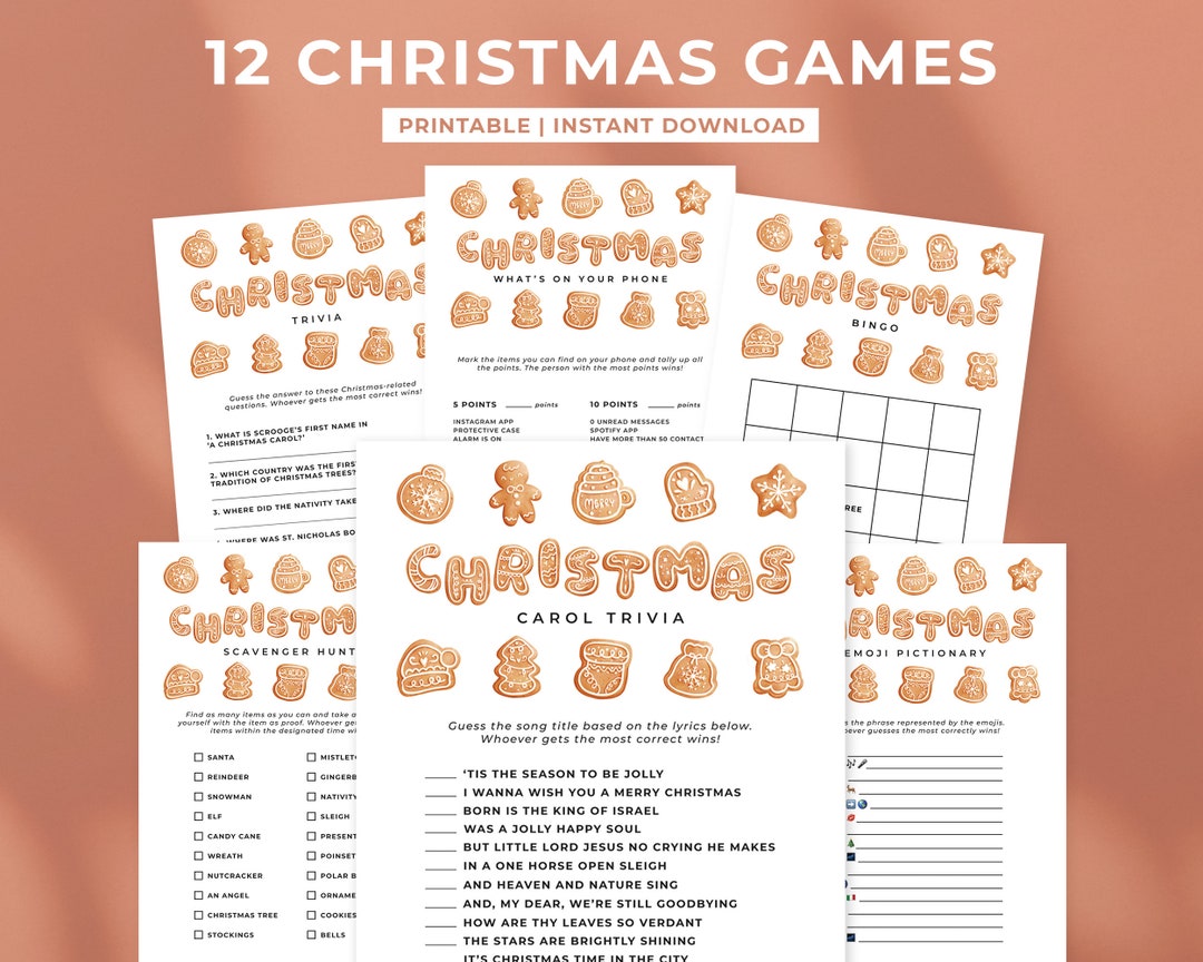 12 Christmas Games Bundle Template, Printable Christmas Party Games ...