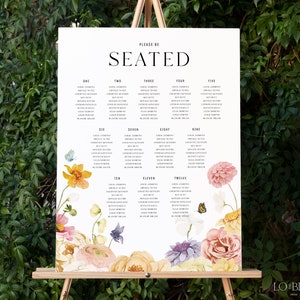 BLOOM | Wedding Seating Chart Poster Modern Floral Editable Template Instant Download Spring Flower Wedding Seating Sign 18x24, 24x36