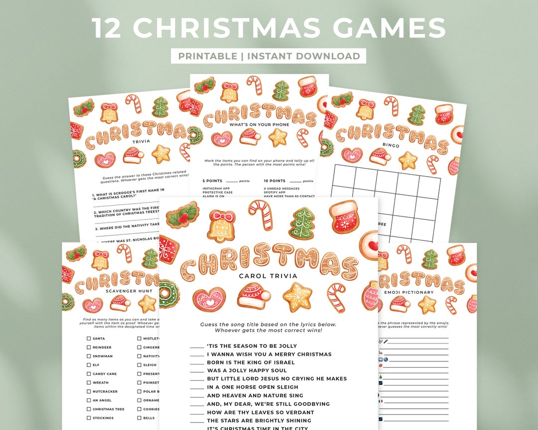 Christmas Games Bundle Template, 12 Printable Christmas Party Games ...
