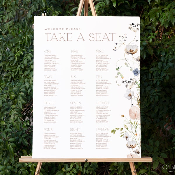 ENCHANTED | Wedding Seating Chart Poster Elegant Floral Editable Template Instant Download Romantic Modern Wedding Seating Sign 18x24, 24x36