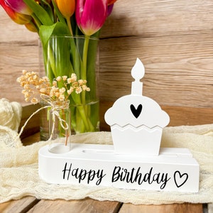 Kerzenhalter Geburtstag Raysin | Cupcake Deko Einschieber | Geburtstagsgeschenk personalisiert | Muffin Kerzenhalter | Geschenkidee