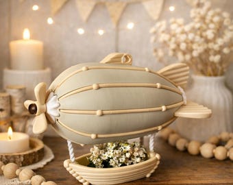 Zeppelin Deko 3D Druck | Luftschiff Figur modern | Vintage Wohnaccessoire | Kinderzimmer Deko | Geschenkidee