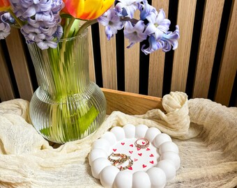 Bubble Tablett Herz Tassenuntersetzer | Boho Raysin | Frühlingsdekoration I Dekoteller Frühling | Schmuckteller | Schmuckschale Keramik