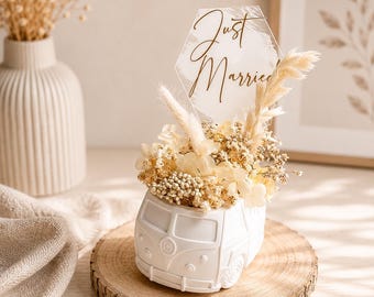 Bus Hochzeitsgeschenk Just Married | Retro Bulli aus Raysin | Camper Van Geschenk | Personalisiertes Hochzeitsgeschenk | Geschenk Männer