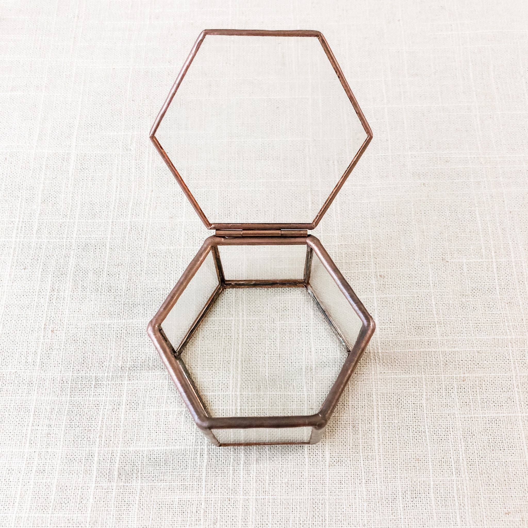 Geometric Glass Jewelry Box With Velvet Ring Box Option Etsy Canada