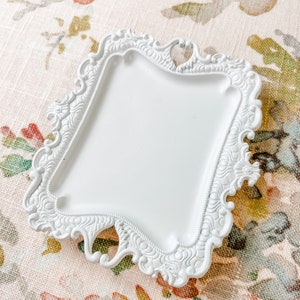 White Vintage Style Tray or Ring Dish for Wedding Photography Prop Flat Lay and Invitation Styling