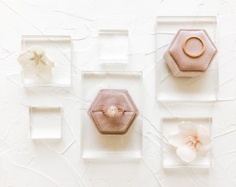 Acrylic Risers Used for Wedding Invitation Flat Lays
