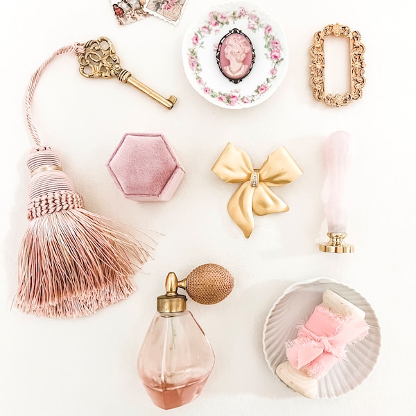 Vintage Pink Barbie Inspired Styling Kit for Photographers Flat Lay Details