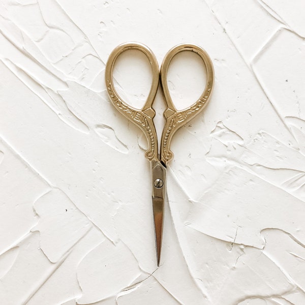 Vintage Gold Scissors Antique Photography Styling Prop for Flat Lays