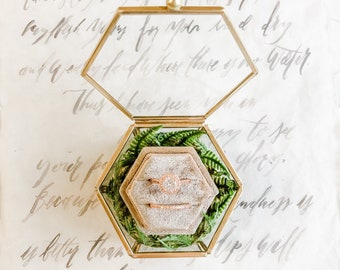 Geometric Glass Jewelry Box with Velvet Ring Box Option