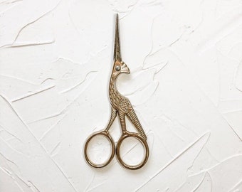 Vintage Gold Crane Scissors Antique Photography Styling Prop for Flat Lays