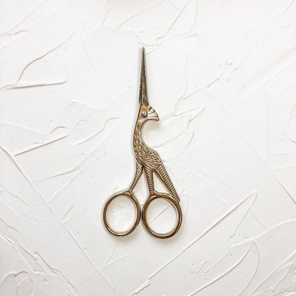 Vintage Gold Crane Scissors Antique Photography Styling Prop for Flat Lays