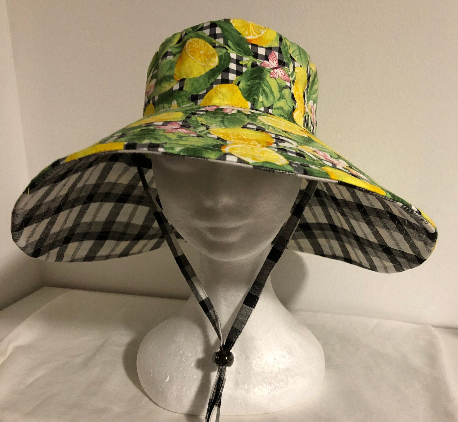 58cm 23 inches Lemon Wide brim Bucket Hat with strap and Etsy