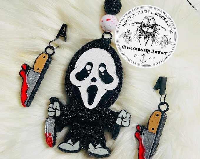 Ghost Slasher car freshie, Halloween car decor