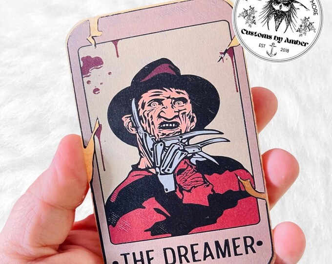 Slasher Car Freshie, Horror Guys Decor - Tarot Card Design | Hanging Auto Fragrance Accessory