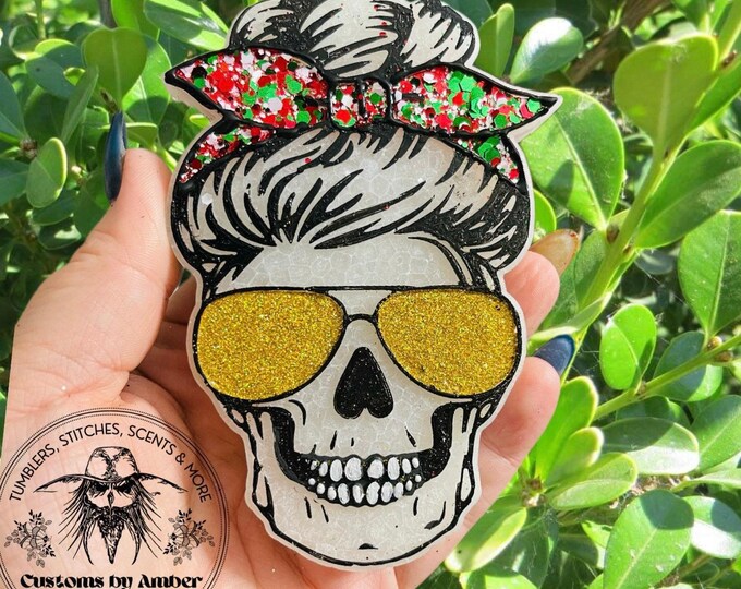 Christmas car Freshies Messy Bun Skull  Holiday Car Fragrance
