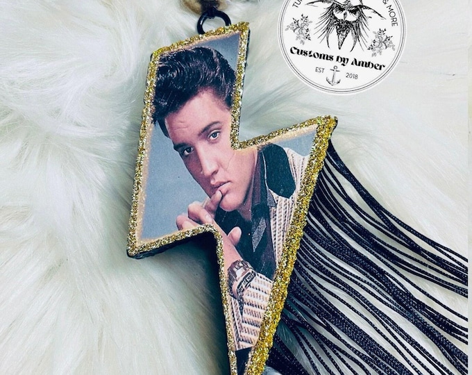 Elvis Lightning Bolt Car Freshie Charm, Rocknroll Aroma Beads, Custom TCB Decor