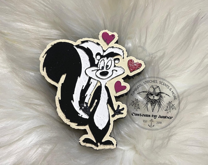 Hand-Painted Skunk Car Freshie, Retro 80s Cartoon Air Freshener, Aroma Beads Accessory