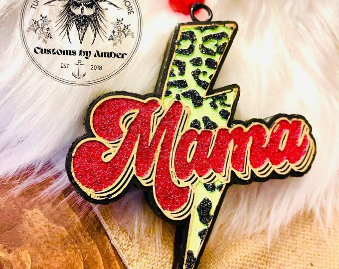 Mama Leopard Lightning Bolt Car Freshie custom