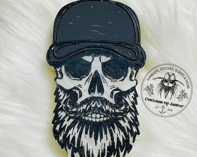 Bearded Skull Car Freshie: Hat Motif - Dad Gift, Aroma Beads