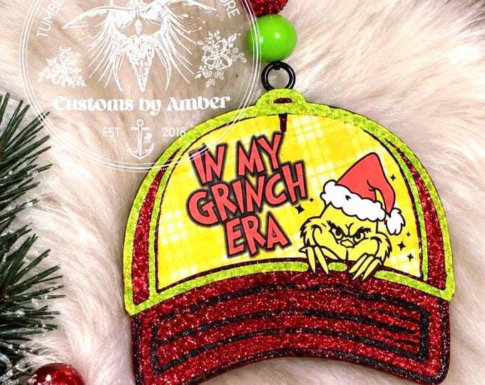 In My Grinch Era Glitter Trucker Hat Car Freshie