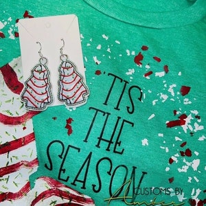 Christmas Tree Snack Cake Earrings, Handmade little debbie