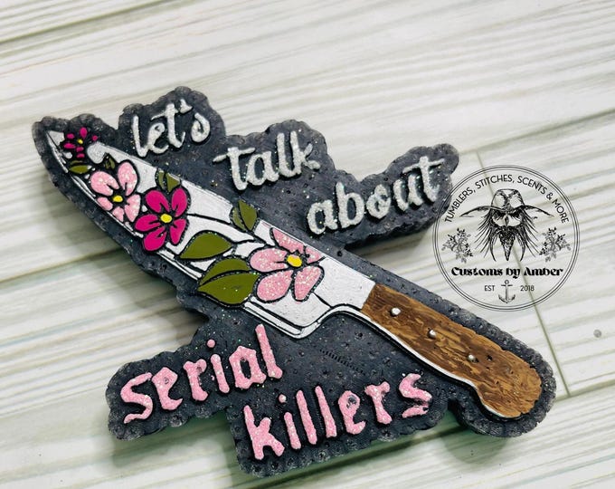 True Crime Freshie, Morbid Floral Knife Decor | Aroma Beads | Vehicle Scent Hanging Charm Accessory