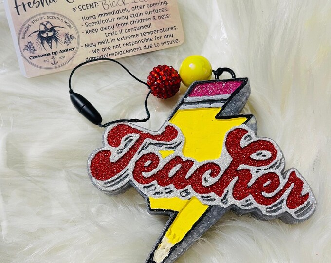 Teacher Car Freshie, Pencil Bolt Hanging Decor, Scented Aroma Beads Accessory