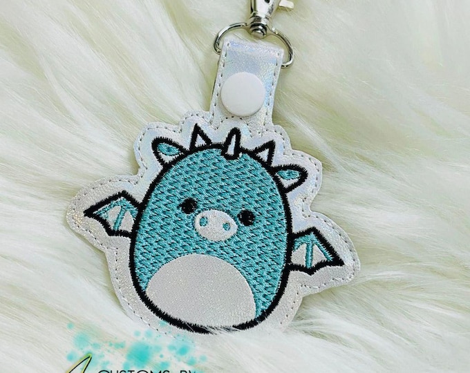 Teal Dragon Squishy Keychain, 3 Inch Bag Charm, Backpack Buddy Accessory