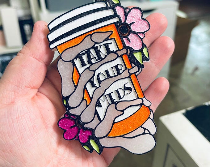 Skull Hand Freshie, Take Your Meds Car Ornament, Aroma Beads Scent Decor