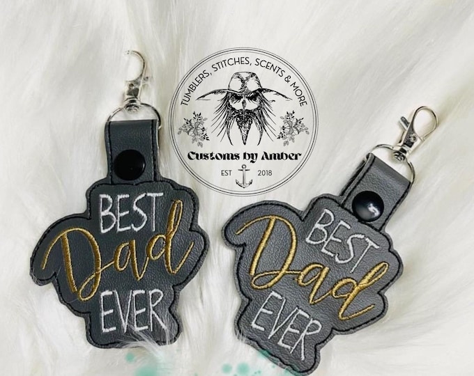 Embroidered Keychain - Dad Snaptab - Handmade Bag Charm, Fathers Day Gift Accessory,