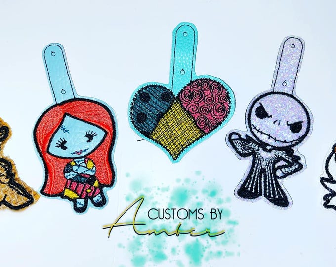 Nightmare Before Christmas Keychain chibi, Tim Burton Inspired Bag Charm - Jack Sally Oogy Zero - Backpack Clip, Funny Keyfob