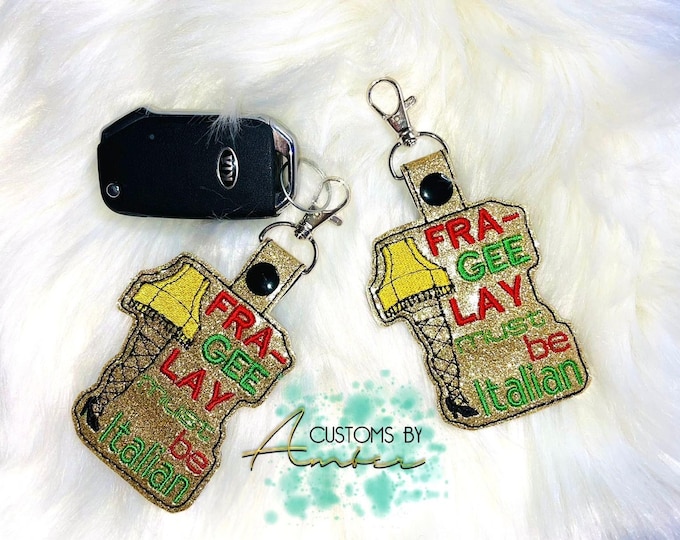 Christmas Tree Keychain, Snack Cake Inspired Bag Charm | Glitter Fob - Holiday keychain