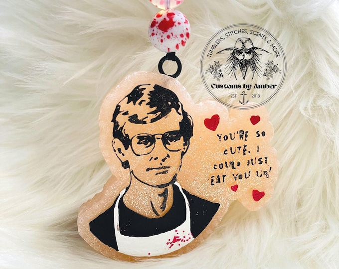 True Crime Freshie, Serial Killer Decor - Aroma Beads, Morbid Junkie Auto Accessory | Pink Valentine Car Charm