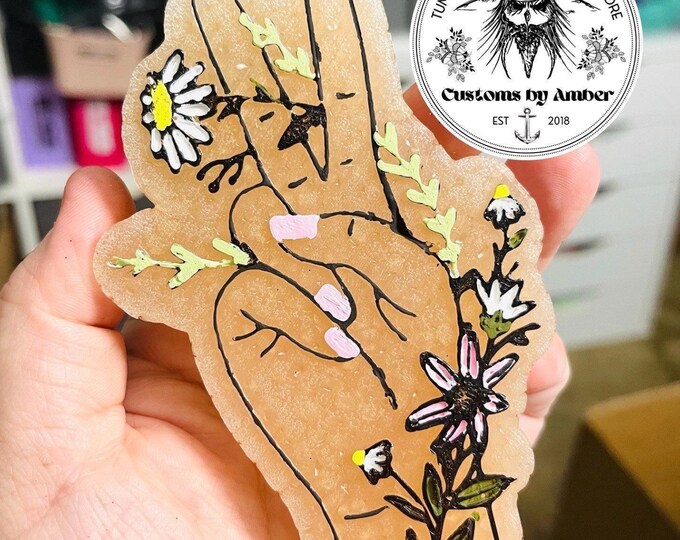 Peace Sign Freshie, Boho Floral Car Accessory, Aroma Beads, Cottage Core Scent