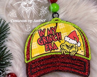 In My Grinch Era Glitter Trucker Hat Car Freshie