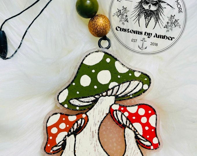 Mushroom Car Freshie, Hippie Cottagecore Vibes | Aroma Beads | Vintage Scented Air Freshener Accessory