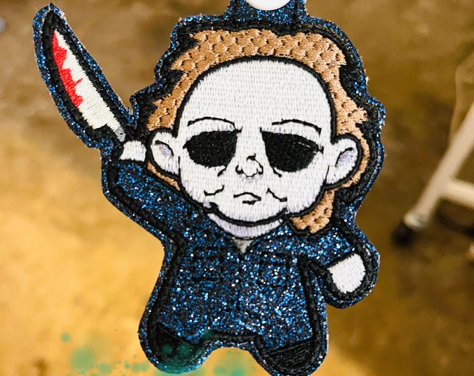 Micheal Chibi Horror Keychain, Glow in the Dark Halloween Bag Charm