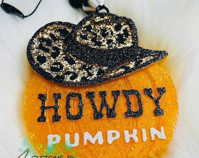 Cowboy Hat car Freshie, Leopard Pumpkin