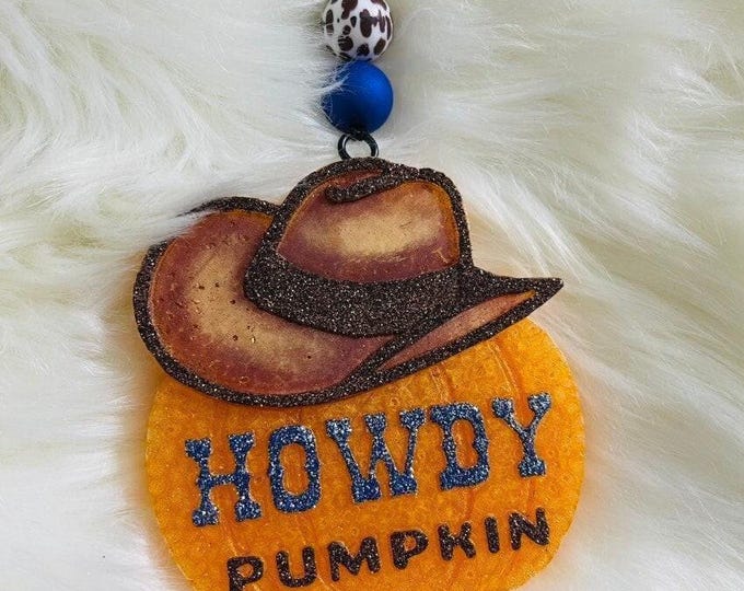 Howdy Pumpkin Car Freshie: Western Cowboy Hat Fall Decor Aroma Beads