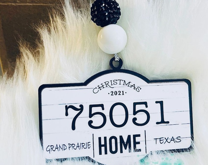 Custom Zip Code Ornament, First Home Keepsake, Shabby Chic Christmas Decor