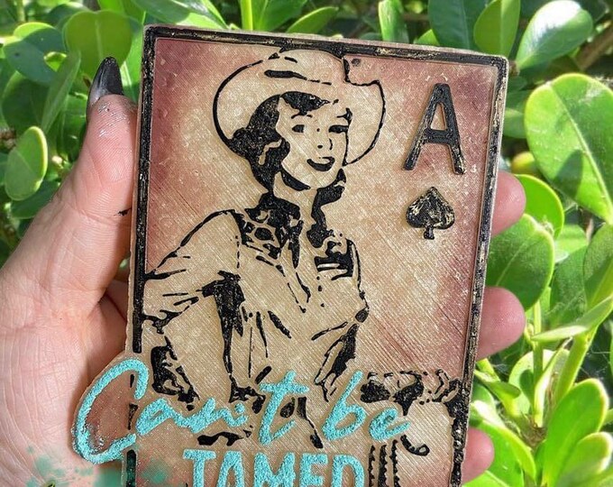 Western Cowgirl Car Freshie, Vintage Ace of Spades Aroma Beads Ornament